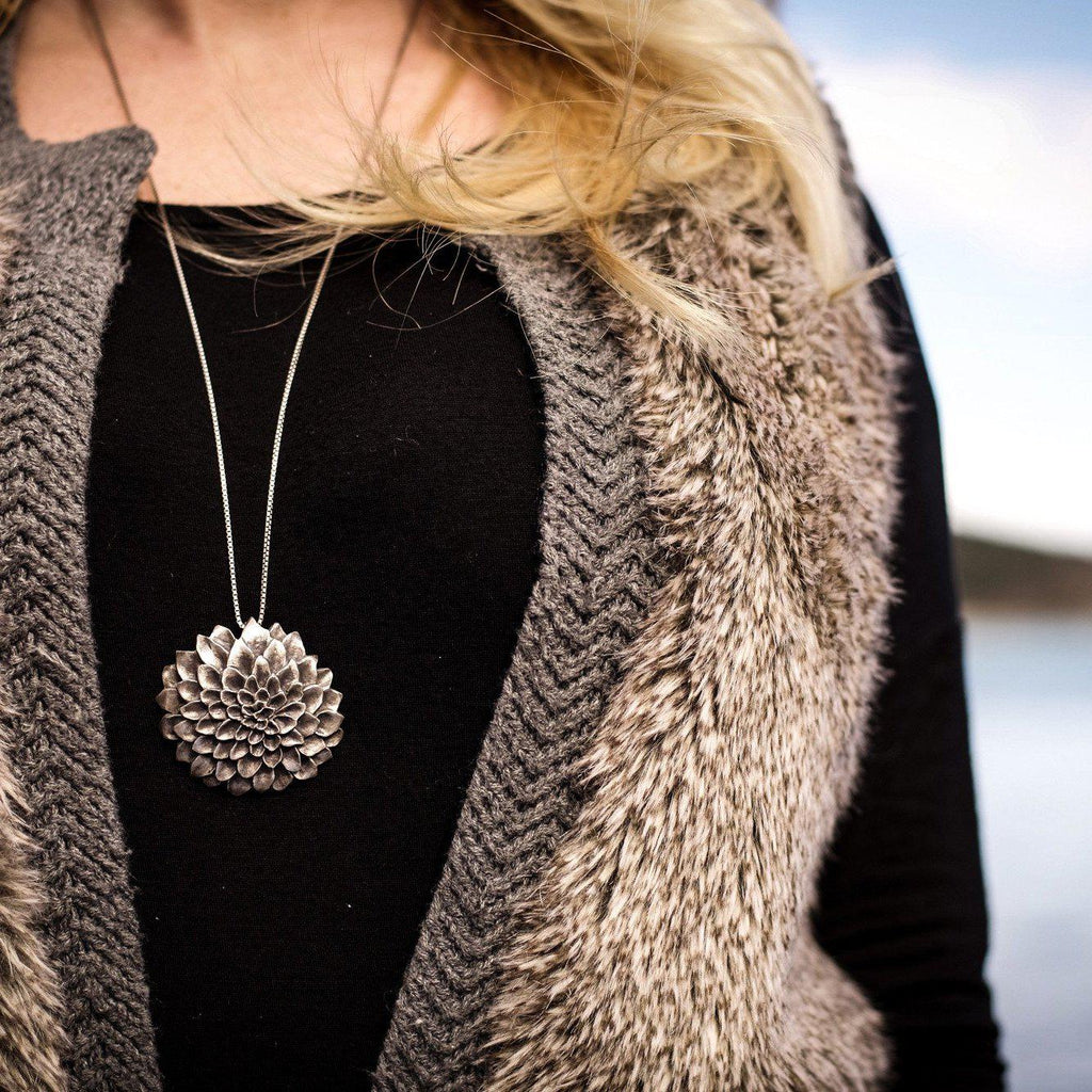 Dahlia Flower-Necklace-Peaks & Prairies Jewellery