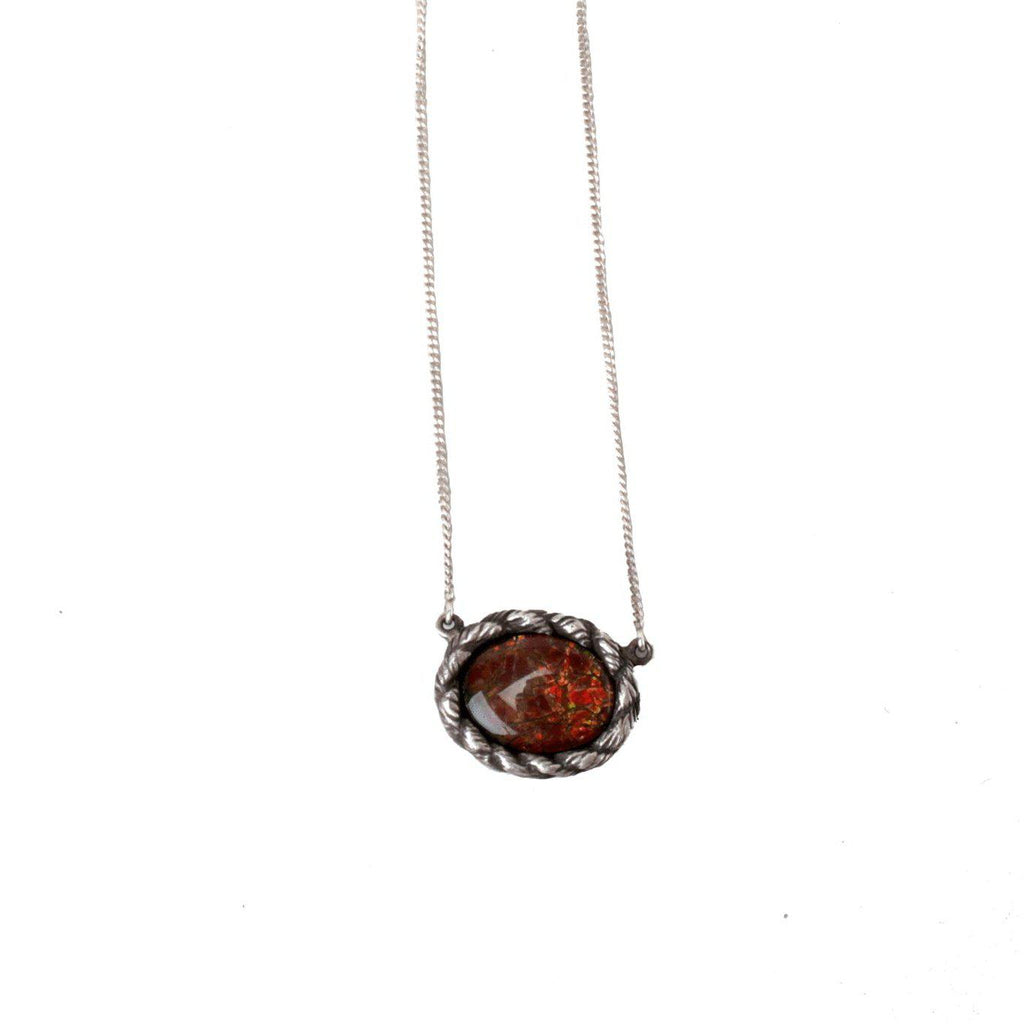 Frayed Ammolite Rope-Necklace-Peaks & Prairies Jewellery