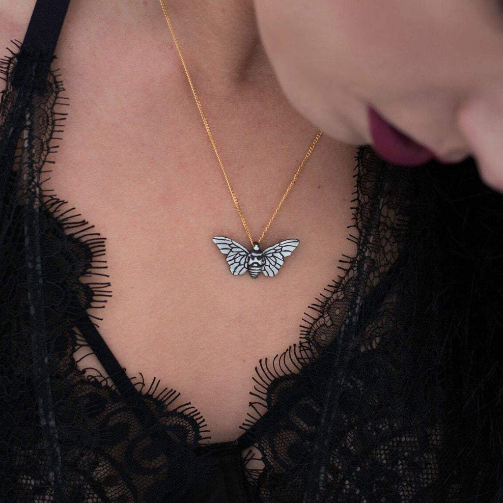 Two-Tone Moth-Necklace-Peaks & Prairies Jewellery